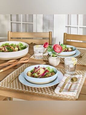 Hearth & Hand 19" Patterned Placement Tan/ Sour Cream •Set of 4•